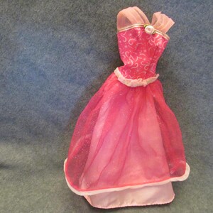 Pretty Pink Formal Dress for Fashion Doll Such as Barbie, Nice Vintage Formal Dress, Light Pink & Sheer Bold Pink Overlay, Great Party Dress