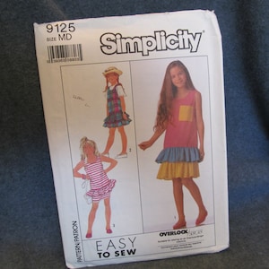 Simplicity # 9125, Vintage Sewing Pattern, Girls Sun Dress Pattern, Tank Style Dress/Jumper, Easy To Sew Pattern, Simplicity Pattern
