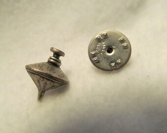 Pewter Looking Spinning Top Push Pin, Pin For Coats, Jacket Lapels, Dresses or Use as a Tie Tack, Unique Piece of Jewelry, Fun Little Pin
