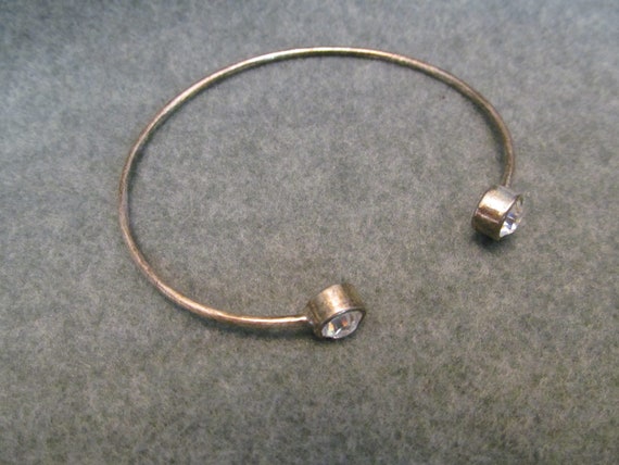 Silver and Rhinestone Bangle, Multi - sized Brace… - image 2