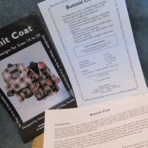 Butonit Coat Pattern From Design and Planning Concepts, Sized to Fit Sizes 1x to 5x, Patchwork Back, Vintage Pattern 1998, Unused Pattern