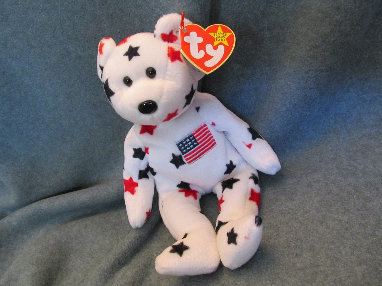 GLORY Vintage Beanie Baby Bear Glory With Navy and Red Stars Etsy