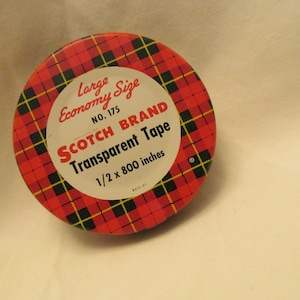 Vintage Scotch BrandTape Tin Container, Round Tape Tin,Vintage Tin From Scotch Brand Tape, Nice Little TIn to Hold Pins, Needles or Trinkets