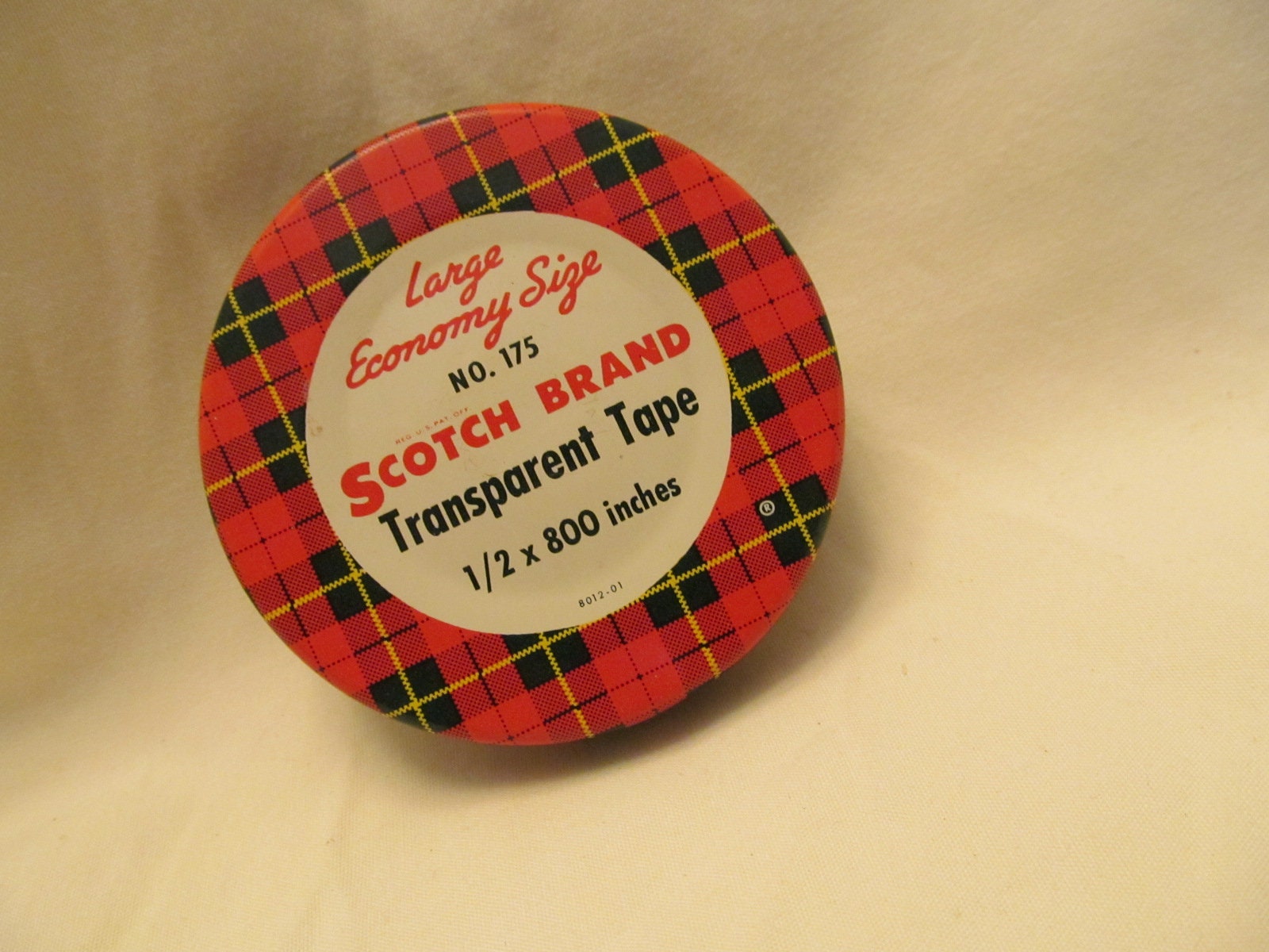 Vintage Scotch Tape Tin Cellophane Transparent Roll No. 175 Large Economy,  EMPTY