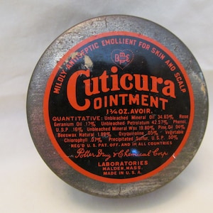 Vintage Cuticura Tin, Old Cuticura Tin for Bathroom Display, Collectible Tin, Collectible Vintage Tin, Display Piece for Bathroom, Nice Tin