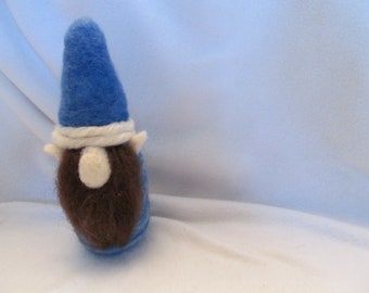 Variegated Blue Wool Gnome, Hand Made All Wool Gnome, Cute Little Fella, 100% Wool, Brown Bearded Wool Gnome, One of A Kind All WoolGnome