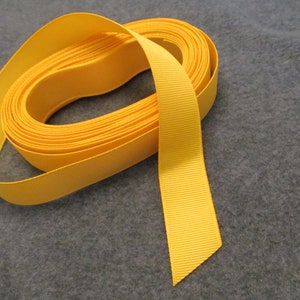 Bright Yellow Grosgrain Ribbon, Ribbon for Hair Treatments, Doll Clothes, Kids Clothes, Use in Sewing Projects, 7/8&#39;&#39;Wide x 9 Yards and 18&#39;&#39;