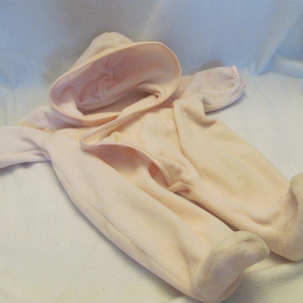 Pink Satin Trimmed Edges Baby Doll Sleeper, MAde ot Fit Baby Dolls, Velour Soft Pink Baby Doll Sleeper, Stars and Moon Accent