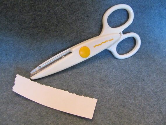 Crafting / Scrapbook Scissors White and Yellow Design Cutting 