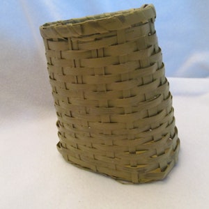 Pale Olive Colored Wicker Basket, Free Standing Basket , 4 1/2'' Tall, Base 4 3/4'' x 2 1/2'', Unique Colored Basket, Fill With Dry Flowers