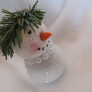 One and Only Snowwoman in the Shop, Little Lady Snowwoman, Dressed up with in  Her Pearls, Cute Placesetting Snowwoman, Place Her Anywhere