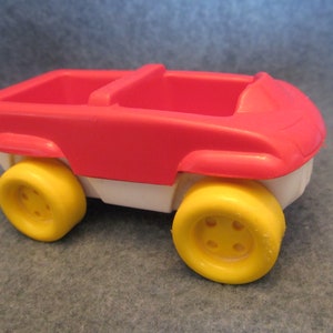 Childs Play Toy Car, Fun for Pretend Play, Two Seater Car, Red, White and Yellow Play Car, Fun Vintage Play Toy Car for Kids or Collectors