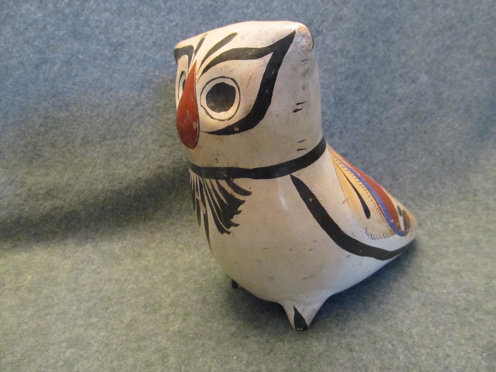 Reduced*** Vintage Clay Owl From Mexico, Hand Painted Bird, Vintage Clay Bird Made in Mexico in the 