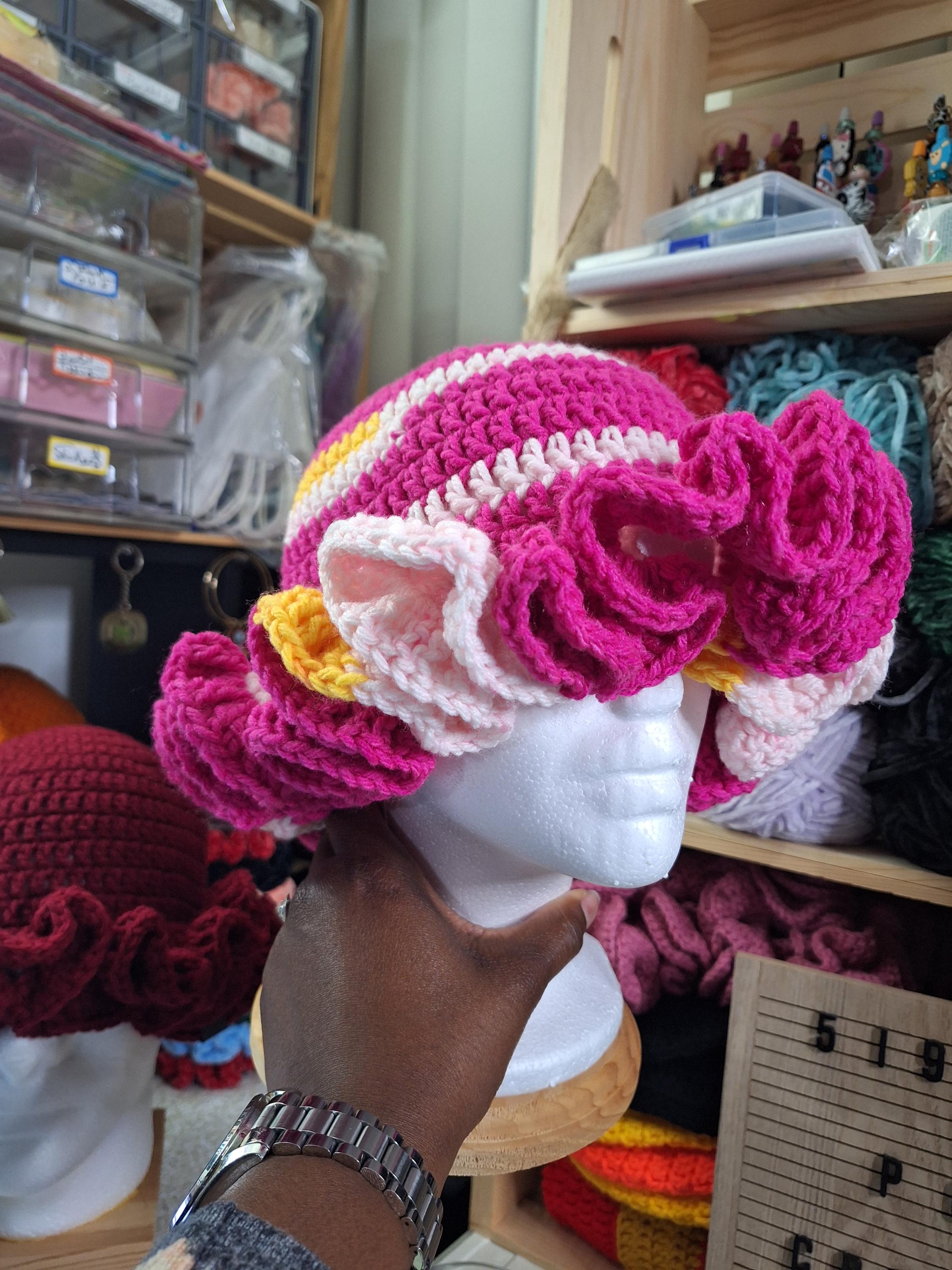 Handmade Crochet Ruffle Bucket Hat: Acrylic Yarn - Etsy display picture 3