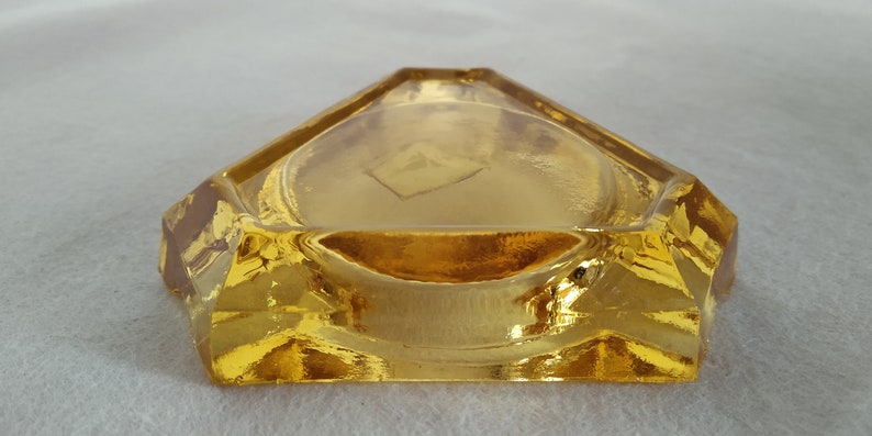 Vintage Small Potassium Crystal Ashtray Retro Amber color mini ashtray Bulgarian Mid century ashtray Collectable Tobacco Utensils