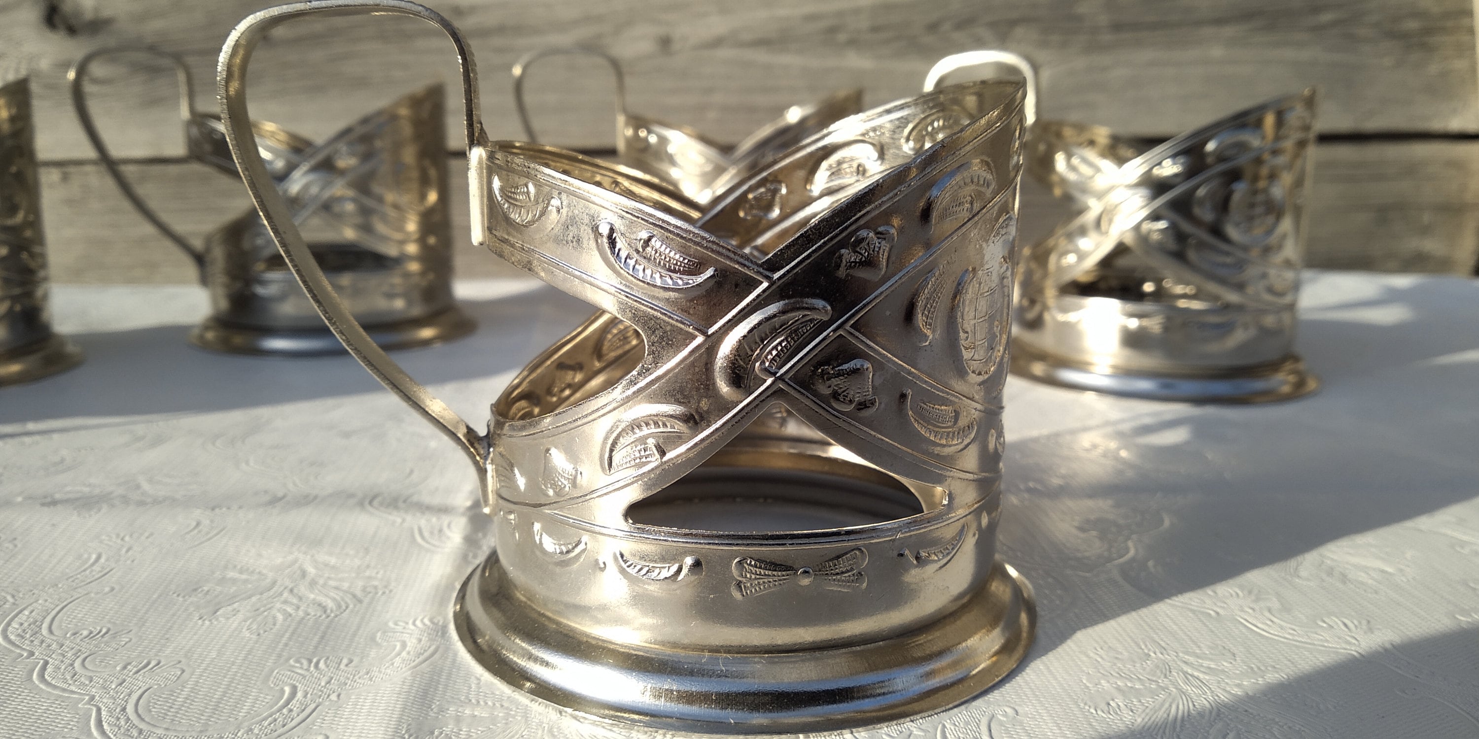 Set of 6 Vintage Metal Cup Holders Retro Tea Cup Holders Old Etsy