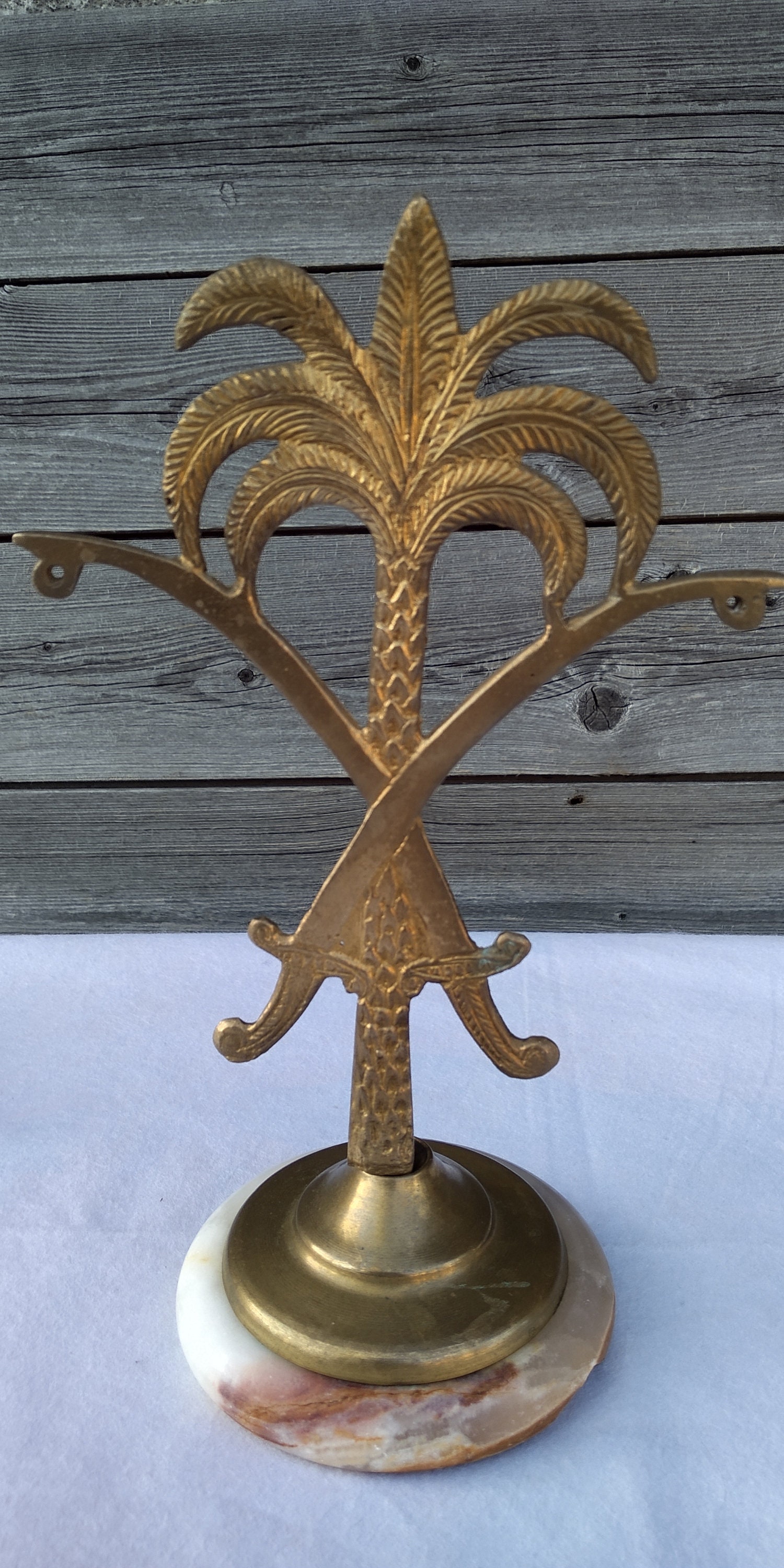 Set of 3 Vintage Brass Jewelry Stands Antique Earring Holder Etsy