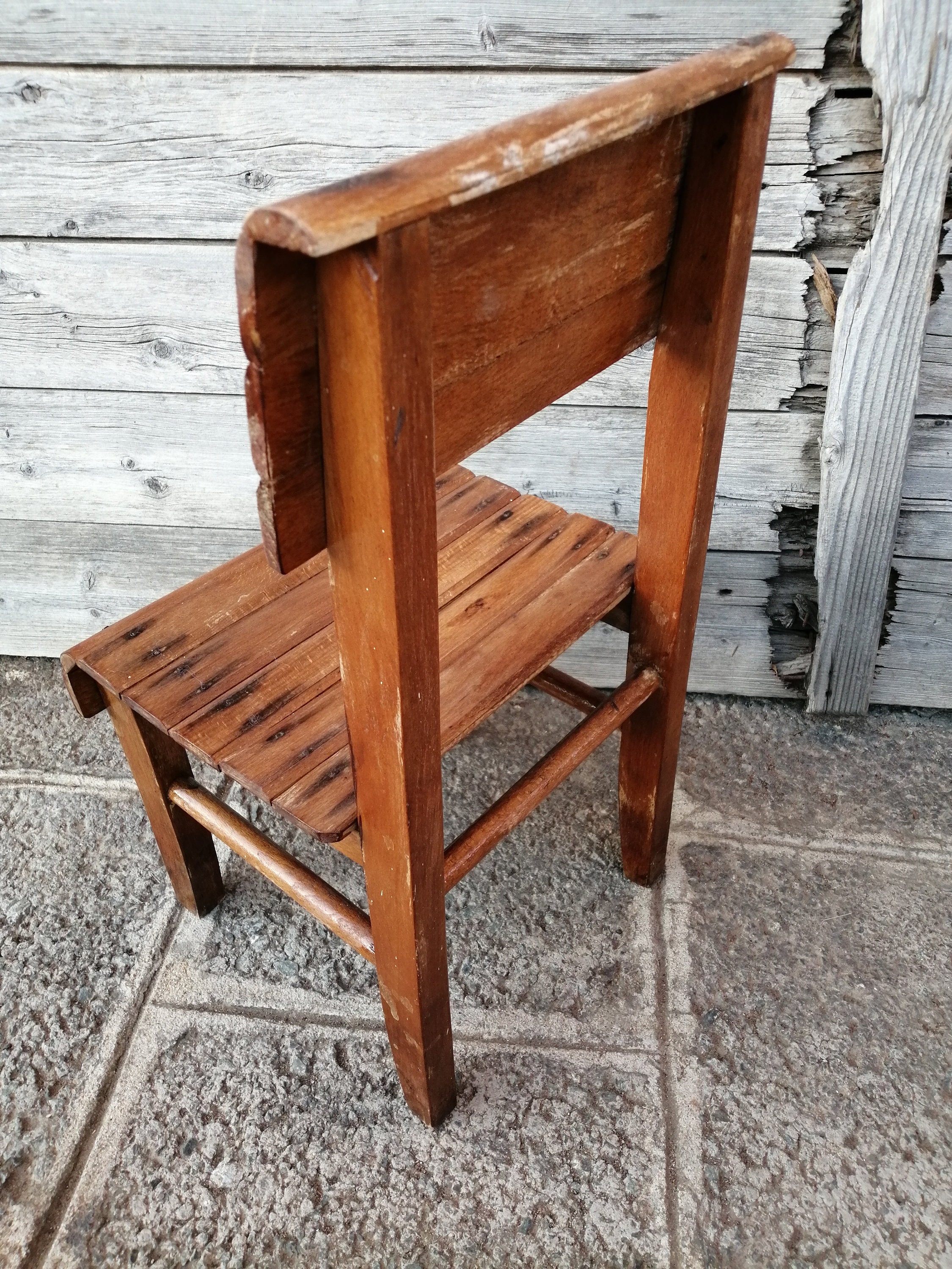 Vintage Wooden Children Chair, Very Old Wood Kid Chair, Primitive
