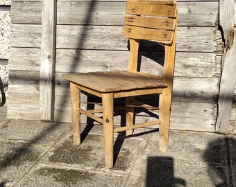 Vintage Wooden Shabby Children Chair, Very Old Wood Kid Chair, Primitive Furniture, Antique Handmade Rustic Chair, Farmhouse, Cottage Decor