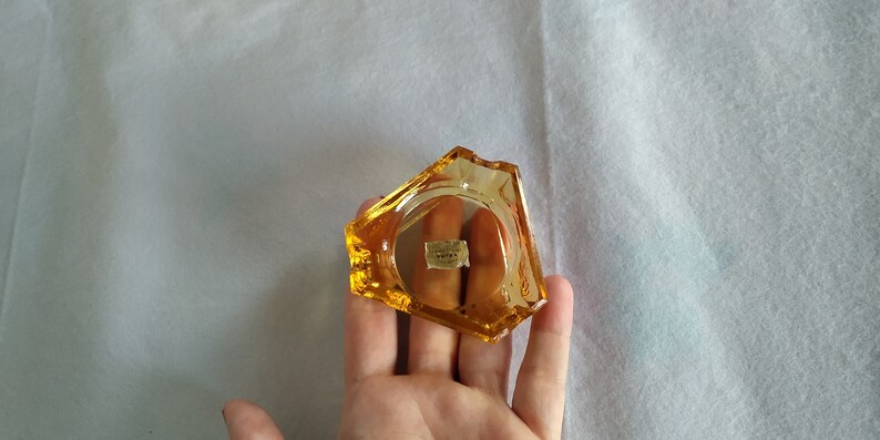 Vintage Small Potassium Crystal Ashtray Retro Amber color mini ashtray Bulgarian Mid century ashtray Collectable Tobacco Utensils