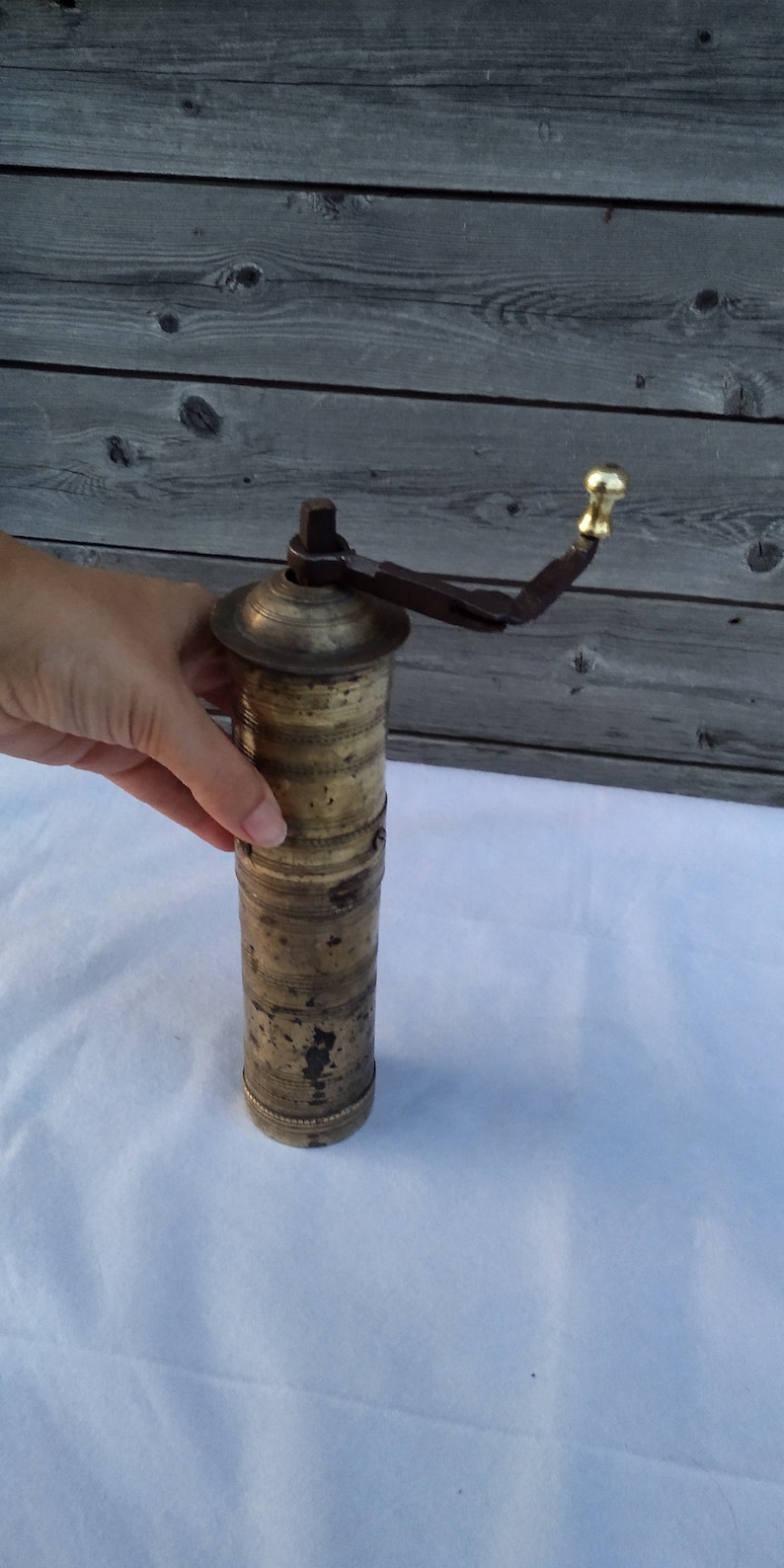 Antique Brass Coffee Grinder, Coffee Mill, Vintage Pepper Grinder, Old