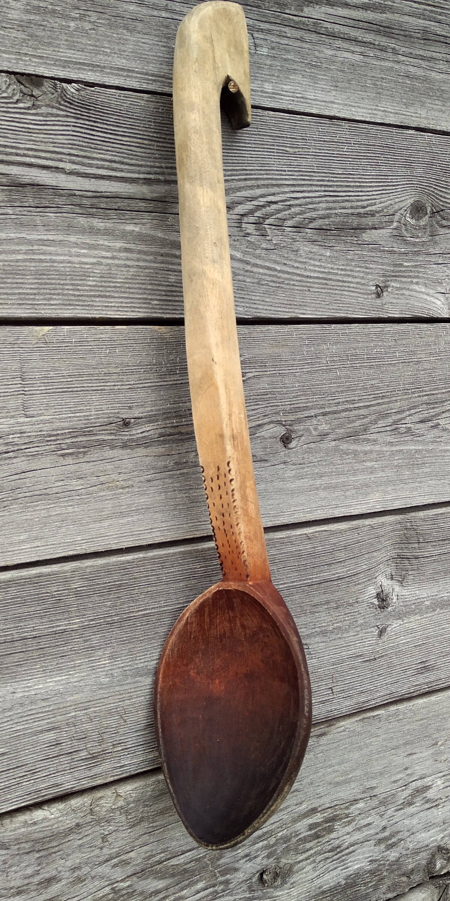 Vintage Hand Carved Spoon, Antique Wood Spoon, Primitive Kitchen Decor