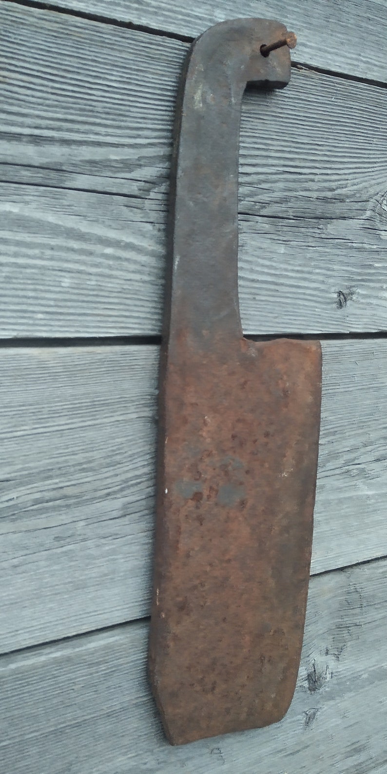 Vintage Cleaver Knife, Old Rusty Butcher Knife, Primitive Meat Chopper