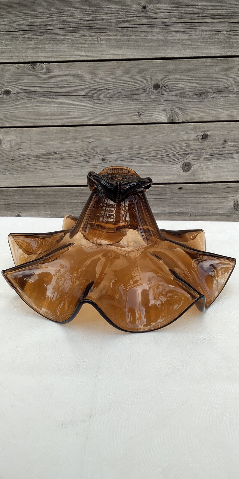 Beautiful Kitchen Decor,Vintage Gift Vintage Glass Fruit Bowl Topaz Colored Glassware Midcentury Heavy Glass Candy Bowl Table Decoration