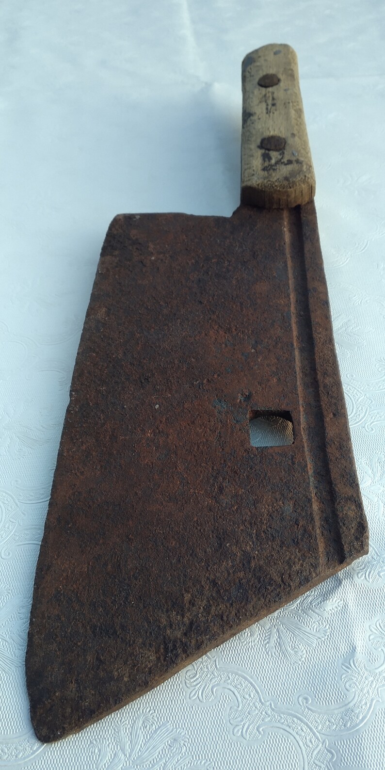 Vintage Cleaver Knife Old Rusty Butcher Knife Primitive Meat Etsy