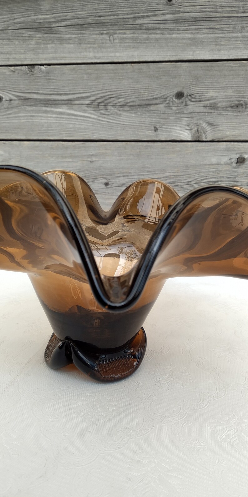 Beautiful Kitchen Decor,Vintage Gift Vintage Glass Fruit Bowl Topaz Colored Glassware Midcentury Heavy Glass Candy Bowl Table Decoration