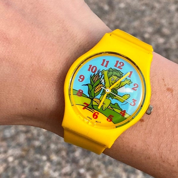 The Jolly Green Giant - Vintage 90's Corn/Veggie Yellow Promotional Advertising Yellow Unisex Analog Watch - All Original/Working