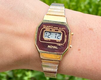 women's digital watch with stretch band