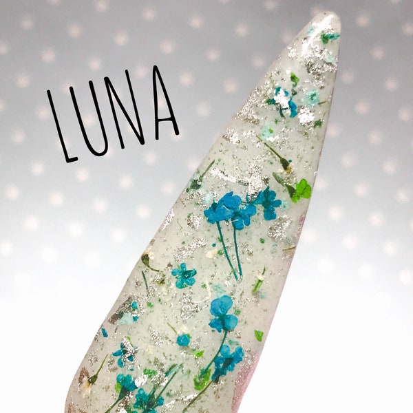 Luna Floral and Foil Acrylic Nail Dip Powder