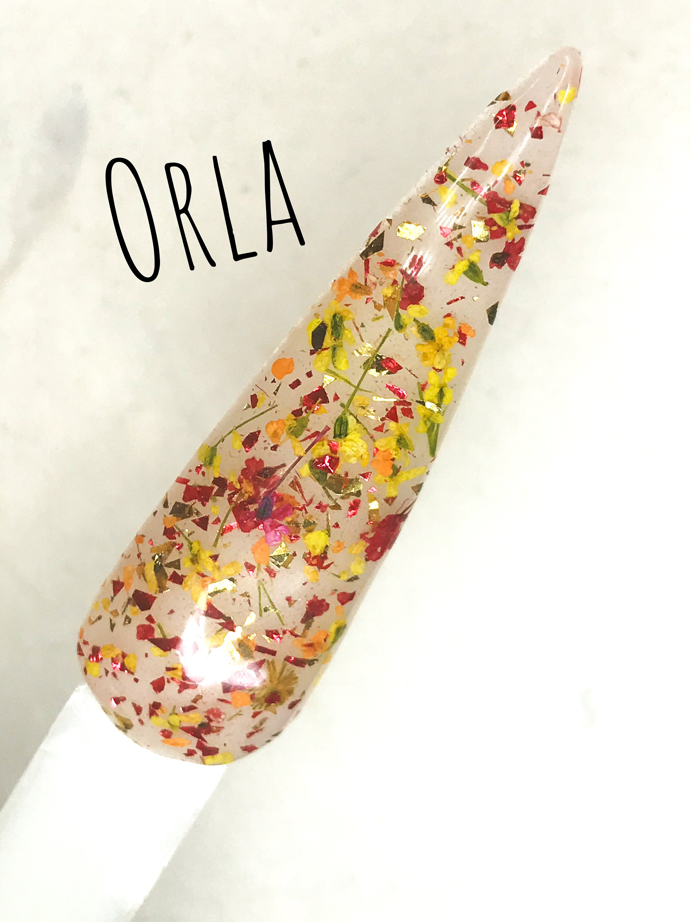 Orla Floral and Foil Acrylic Nail Dip Powder