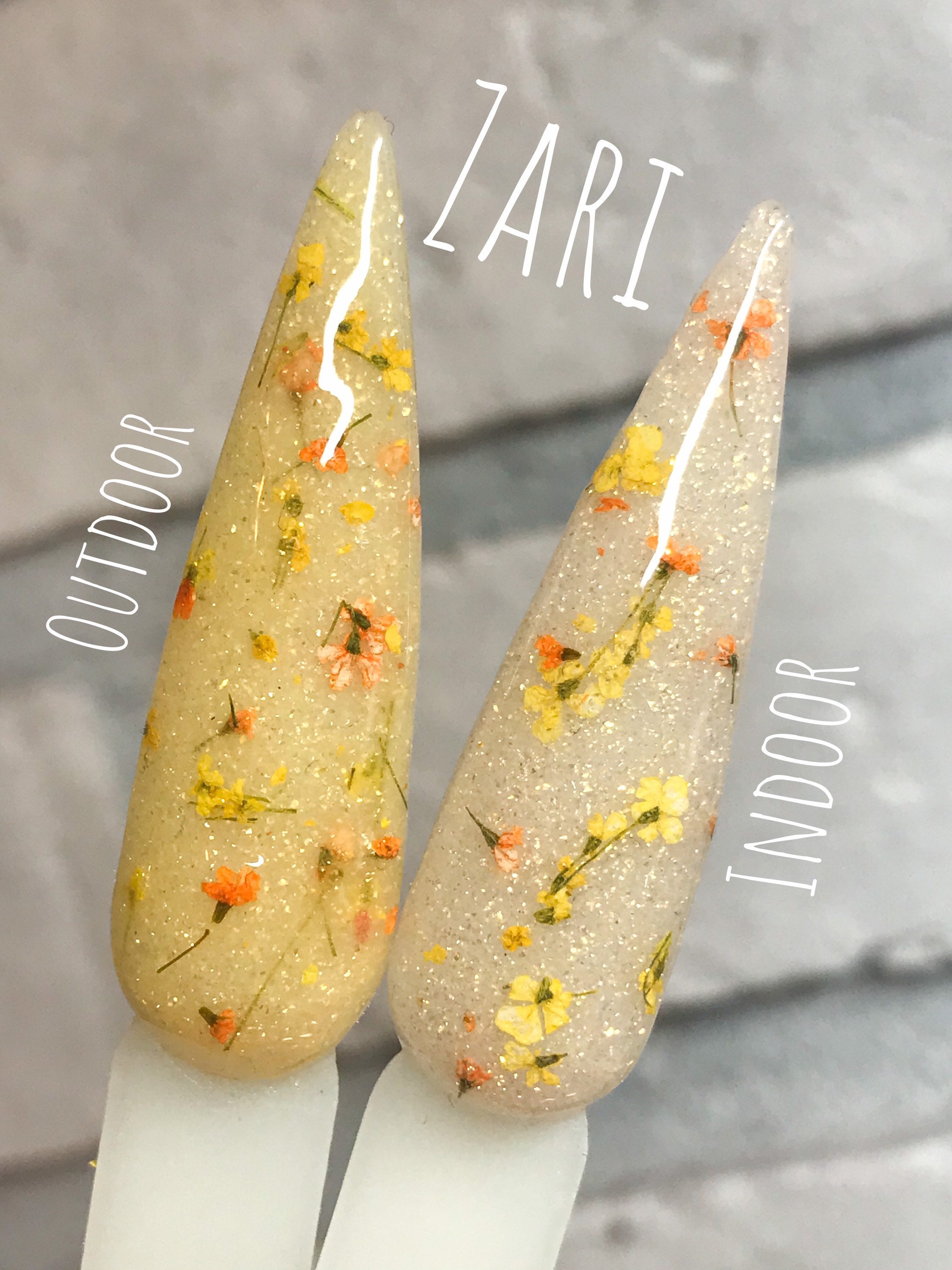 Zari Floral Yellow UV Changer Acrylic Nail Dip Powder