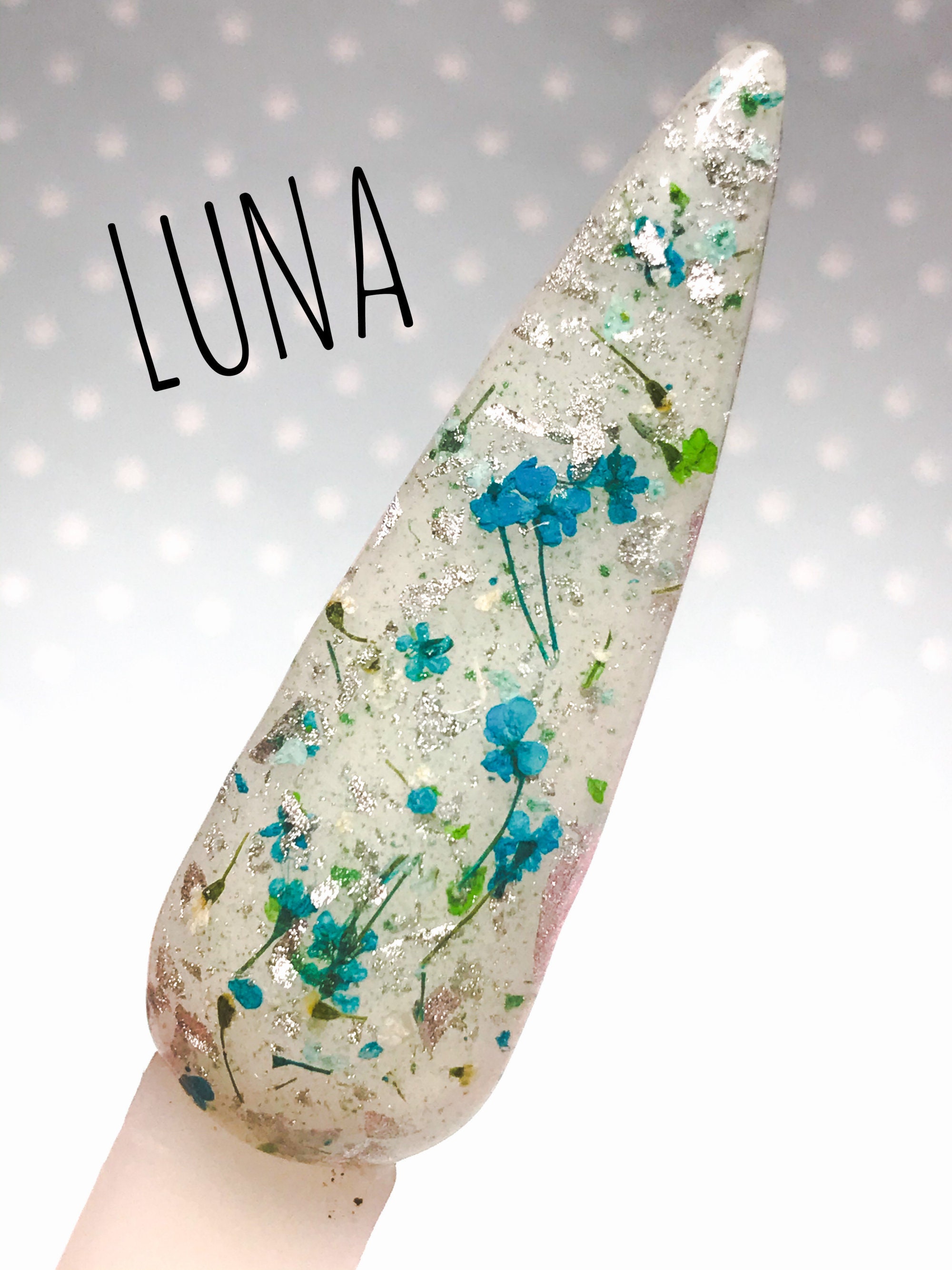 Luna Floral and Foil Acrylic Nail Dip Powder