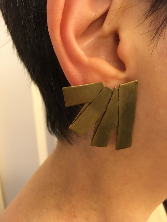 1990's signed & handcrafted statement earrings, s… - image 5