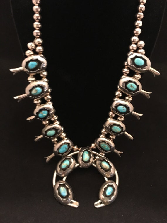 Vintage Squash Blossom necklace, Navajo, Sterling 