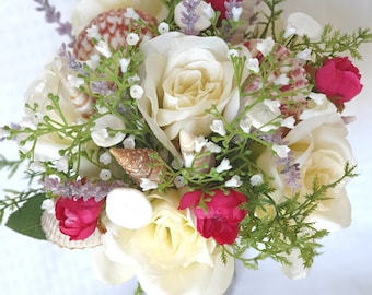 Seashell flower wedding bouquet