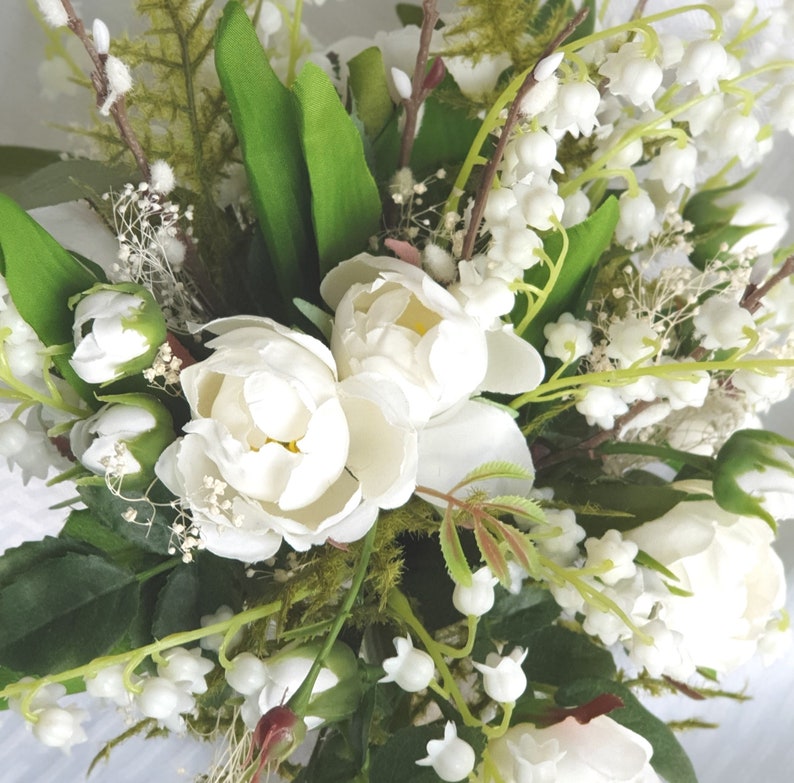 White Bridal Bouquet Lily of the Valley Spring Theme - Etsy