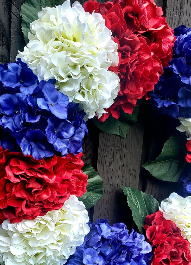 USA Wreath Summer Floral Wreath Americana Wreath 4th of July Hydrangea Wreath
