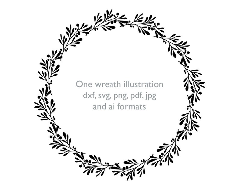 Download Free Hand Drawn Leaf Wreath Clipart Frame Black Ink Botanical Svg Etsy SVG Cut Files