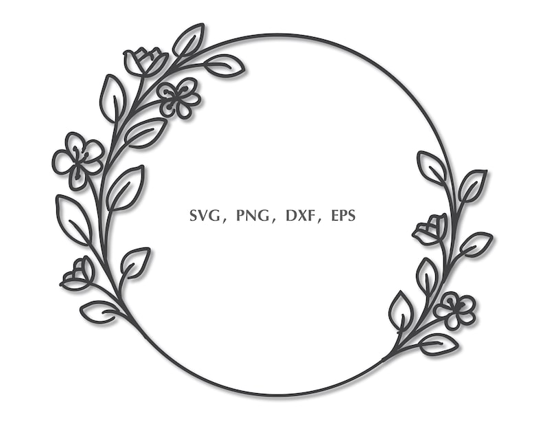 Download Floral Wreath cut file svg dxf png pdf eps for Silhouette & | Etsy