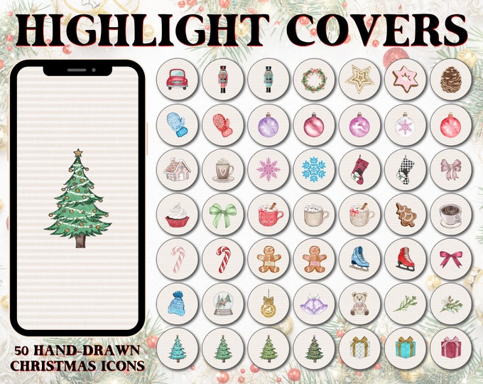 Featured listing image: Instagram Story Highlight Covers - Striped Christmas Icons