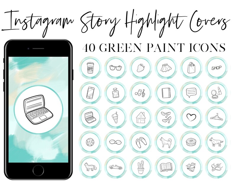 Instagram Story Highlight Covers Green Paint Icons | Etsy