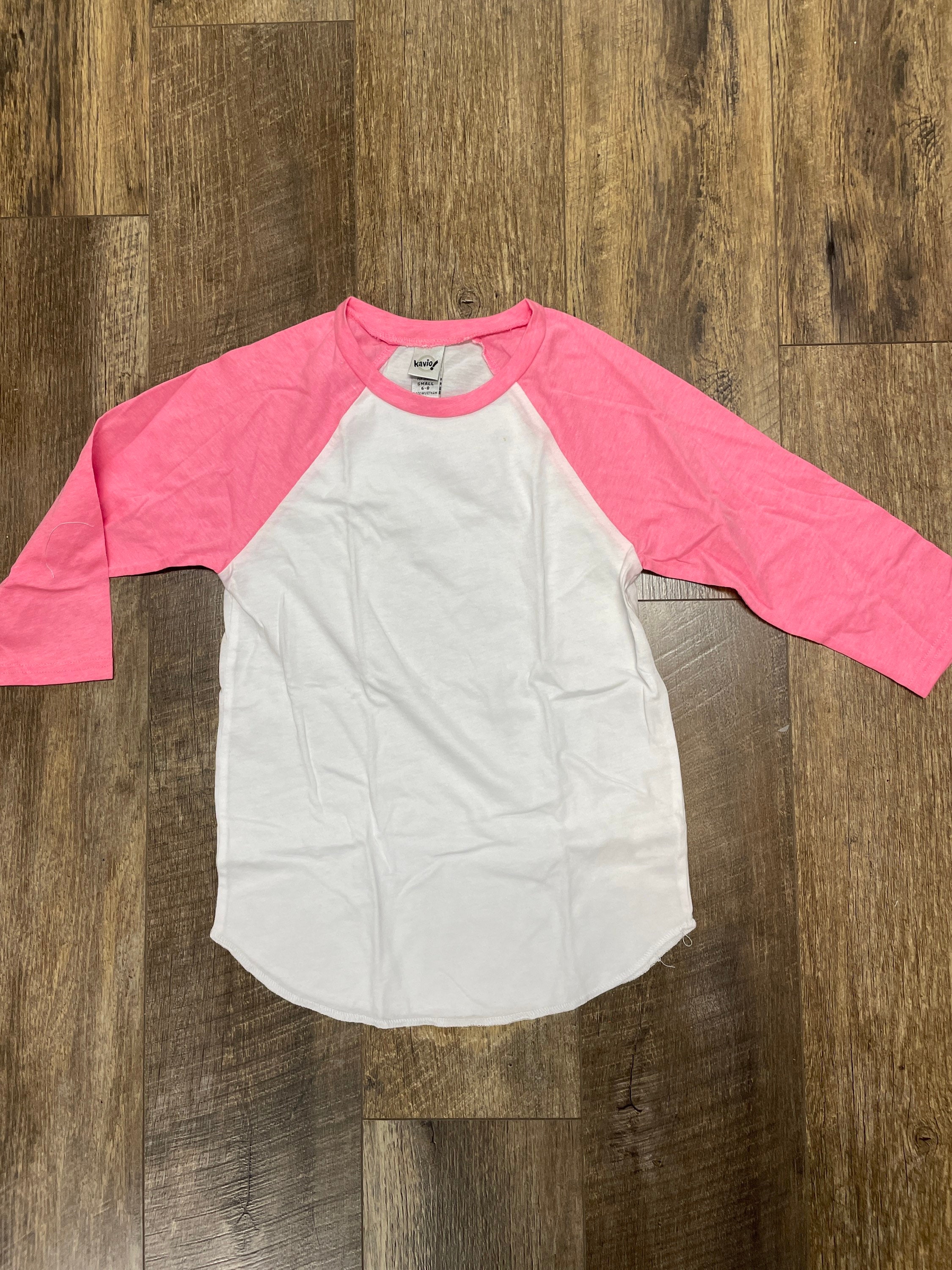 pink and white raglan toddler shirt