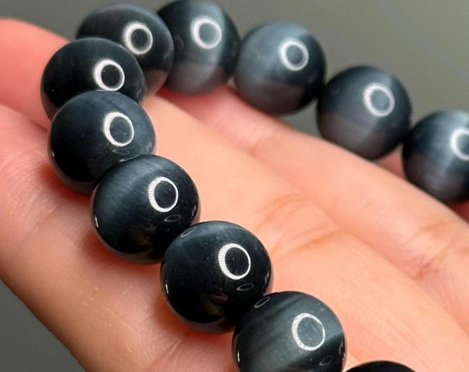 10mm Blue Tiger Eye Bracelet ~ Hawk Eye ~ High Quality