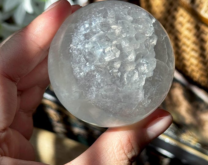 White Mica Fluorite Sphere ~ High Quality