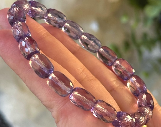 7mm Faceted Amethyst Bracelet ~ Barrel Beads