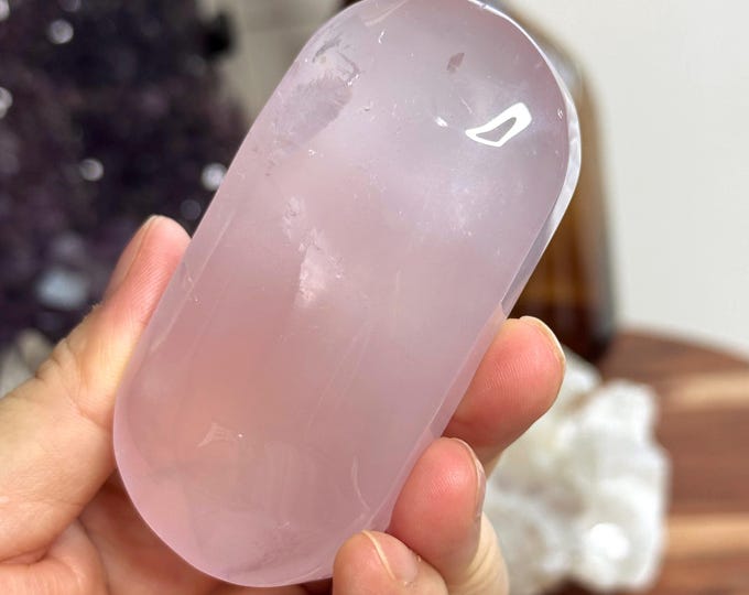 Madagascar Rose Quartz Palm Stone: Heart Chakra Meditation Crystal